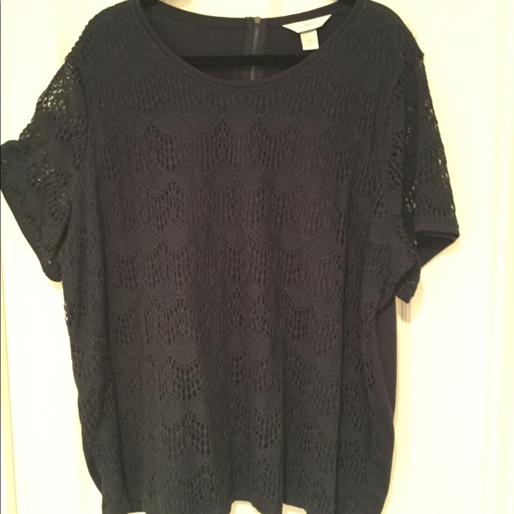 Navy Lace Top by CJ Banks